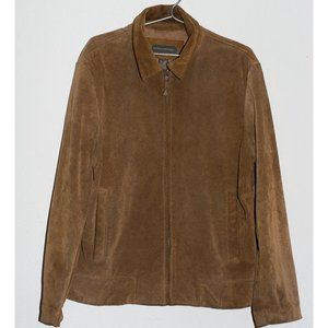 -Vintage-Banana Republic Mens Jacket Genuine Suede Leather Tan Full Zip L…